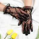 Black Women Sun Protection Lace Gloves Bride Mittens Gloves Driving Gloves