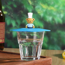 Transparent Torx Silicone Cup Cover Leak Proof Cartoon Lid (Blue Bear)