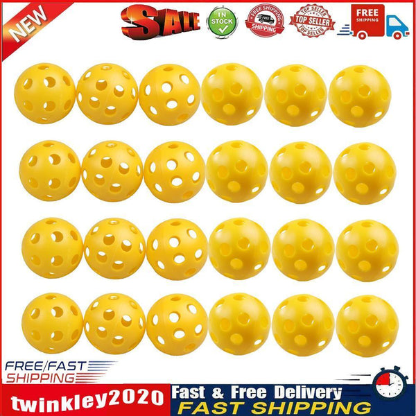 24Pcs Plastic Whiffle Airflow Hollow Golf Practice Training Sports Balls Newly