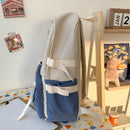 Women Cute Hit Color Backpack Student Canvas Knapsack with Pendant (Blue) Newly