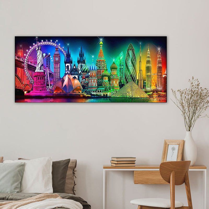 Colorful Famous Buildings Oil Paint By Numbers Kits DIY Handpainted Picture