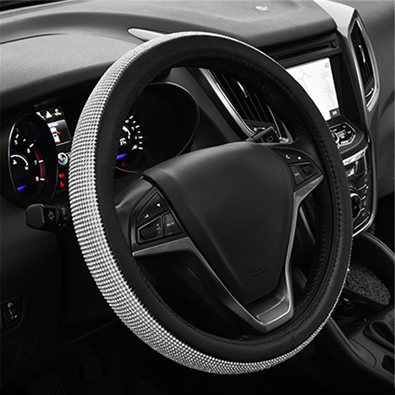 Bling Steering Wheel Cover - Rhinestone Car Wheel Protector with Crystal Diamond