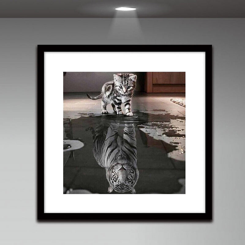 Cat Tiger 5D Diamond Painting Embroidery DIY Cross Stitch Craft Home Decor Newly