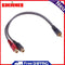 1pc 30cm 2 RCA Male, 1 RCA Female OFC Splitter Cable for Car Audio System for