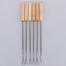 6 Stück Edelstahl BBQ Spieße Bratstangen Nadel Eiche Gabeln Lagerfeuer