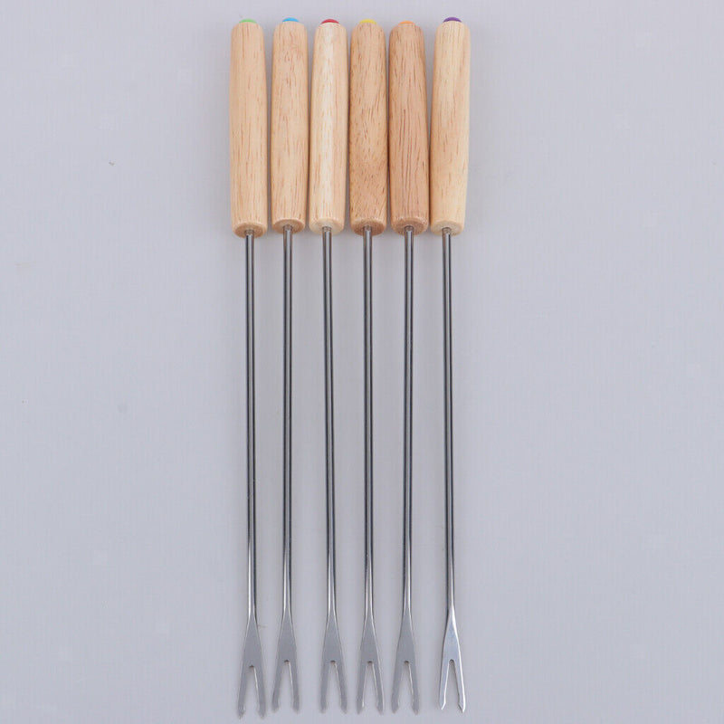 6 Stück Edelstahl BBQ Spieße Bratstangen Nadel Eiche Gabeln Lagerfeuer