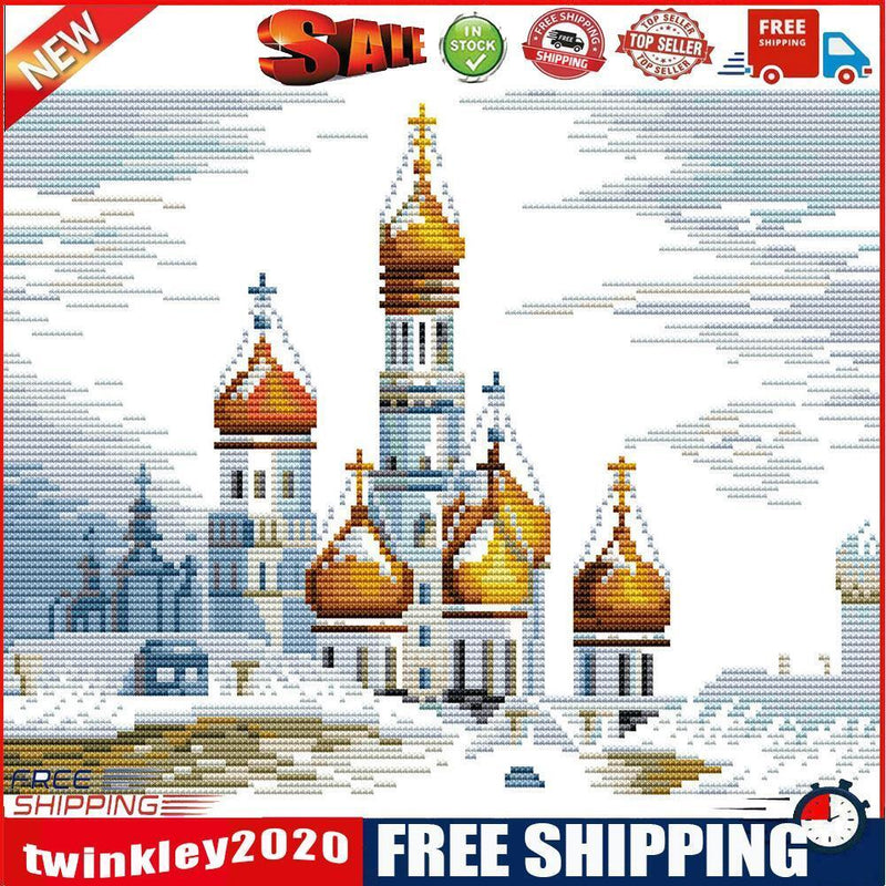 14CT Partial Cross Stitch Castle Stamped DIY Embroidery Kits Printed Crafts