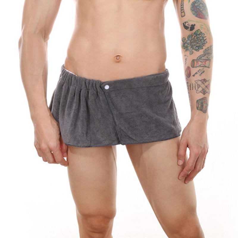 Microfiber Soft Wearable Bath Towel Short Pants Beach Gym Shorts (Grey)
