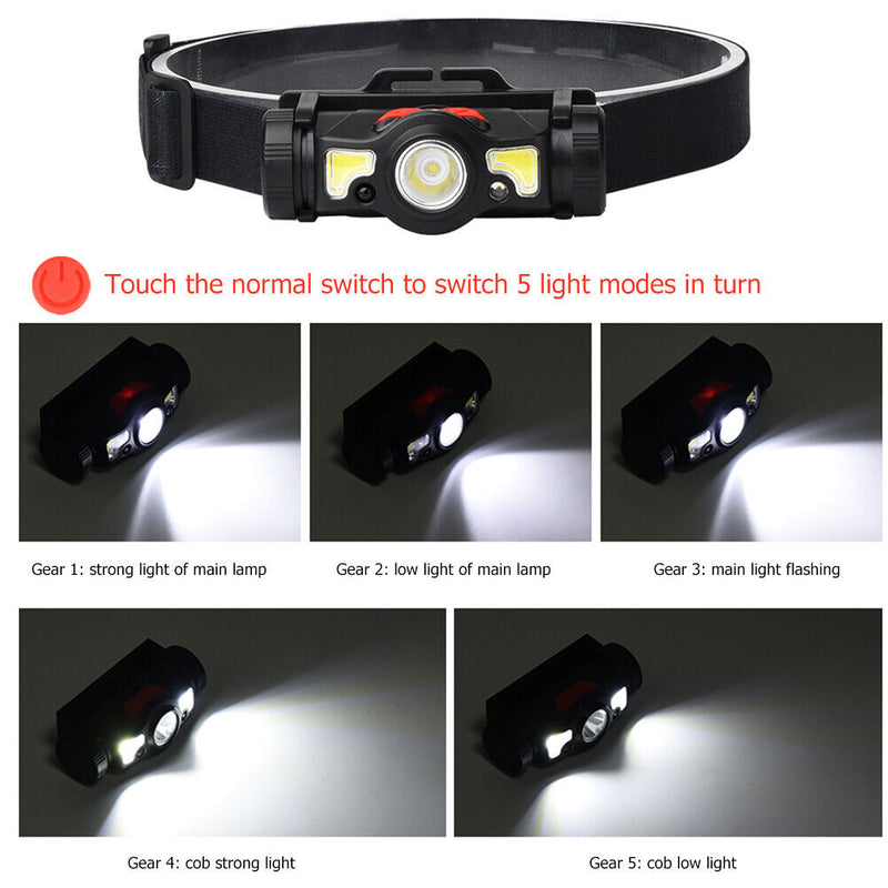 Charging Outdoor Cycling Waterproof Torch Lamp Motion Sensor Magnetic Headlamp