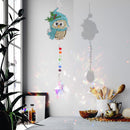 Diamond Drill Rainbow Collection Hang Crystal Prisms Wind Chime Decor (Owl)