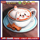 5D Diamond Painting Kit Coffee Kitten Full Round Drill Rhinestone DIY Wall