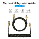 Type C Mechanical Keyboard Coiled Spring Wire Aviator Cable (3x RGB Black)