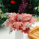 Home Decoration Xmas Gift Poinsettia Christmas Tree Flowers Glitter Ornament
