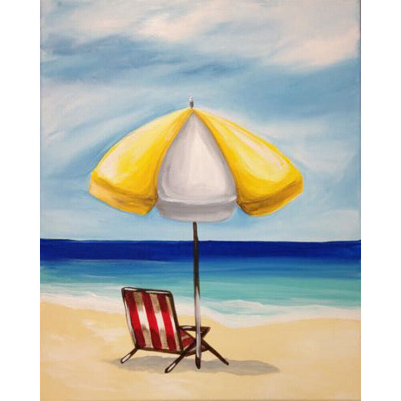 #A Beach Lounger Oil Paint By Numbers Kit DIY Acrylic Painting on Canvas Framele