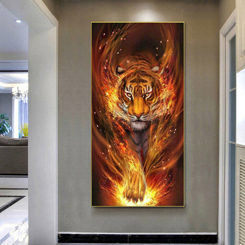 Flame Animal Oil Paint By Numbers Kits Canvas Picture DIY Wall Art Craft Sets