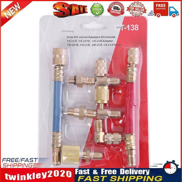 Car A/C Air Conditioning Refrigeration Connector Adapter Hoses R134A R12 Newly