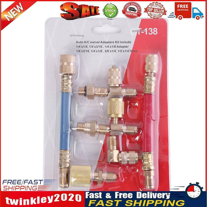 Car A/C Air Conditioning Refrigeration Connector Adapter Hoses R134A R12 Newly