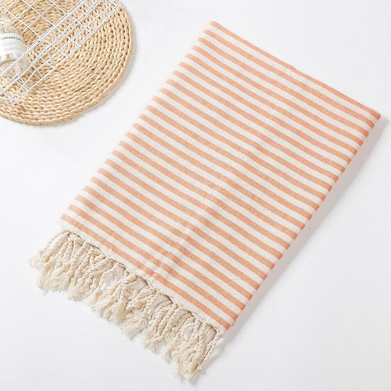Quick-drying Turkish Tassel Beach Towel + Outdoor Swimming Drawstring Backpac