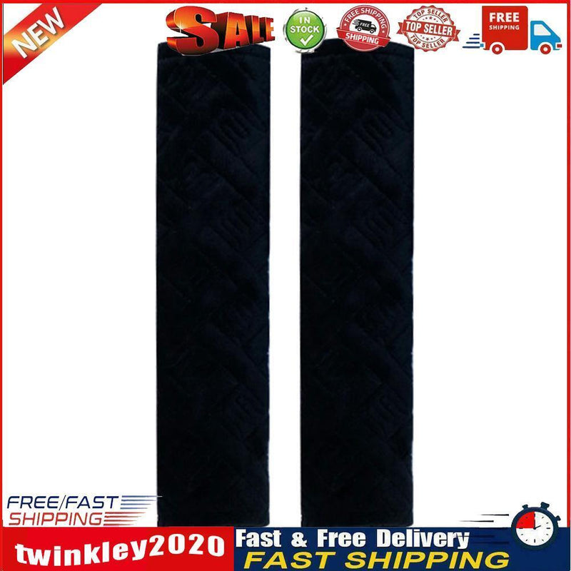 2pcs Car Seat Belt Cover Non Slip Fluffy Safety Belt Shoulder Pad (Black) Newly