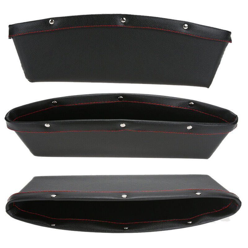 PU Leather Catcher Box Car Seat Slit Storage Pocket (Black) Newly