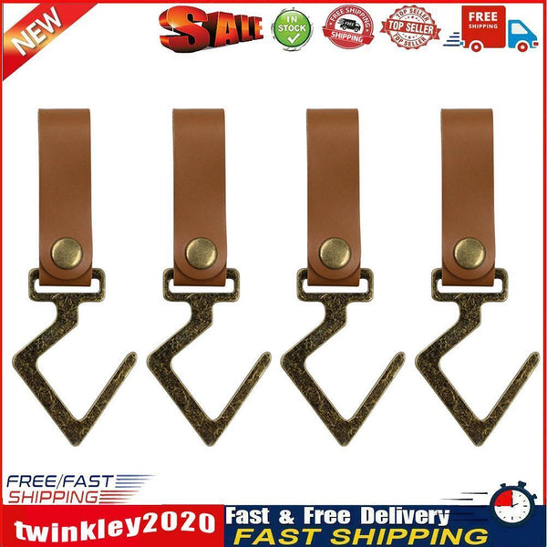 4pcs Outdoor Camping Leather Hook Finishing Hooks Kitchen Pot Pan Hanger Newly