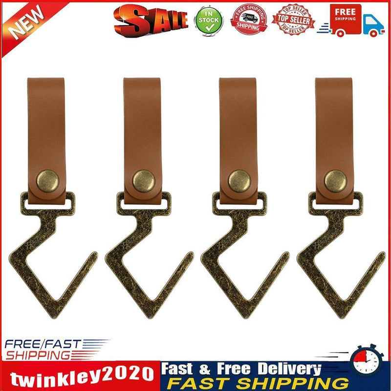 4pcs Outdoor Camping Leather Hook Finishing Hooks Kitchen Pot Pan Hanger Newly