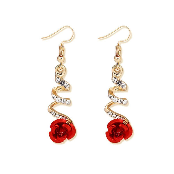 Drop Earrings Diamond-Studded Pendants Women Jewelry Rose Dangle Earrings