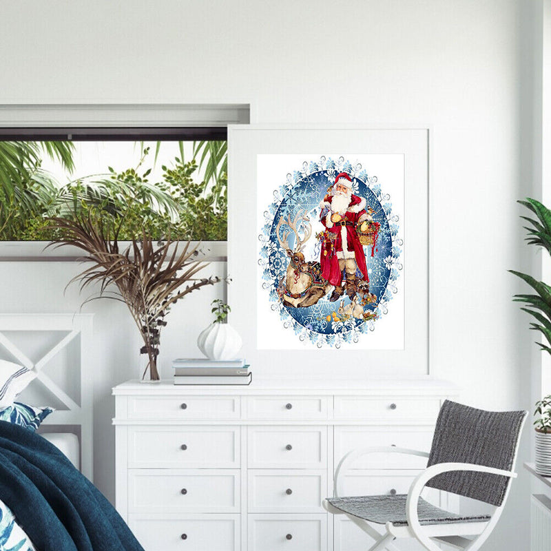 Santa And Animals Frameless Oil Paint By Numbers DIY Hand Painted Canvas Crafts