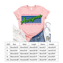 Stripe Awesome Print Letter Tea T-Shirt (Pink XXL)
