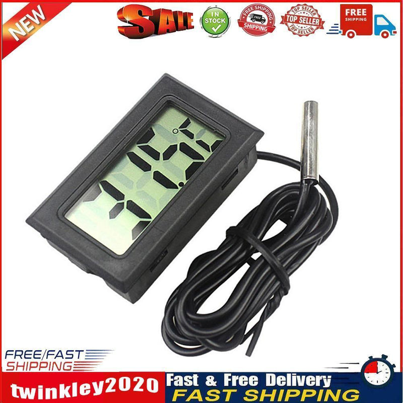 Thermometer LCD Temperature Meter Refrigerator Aquarium Monitor (Black) Newly