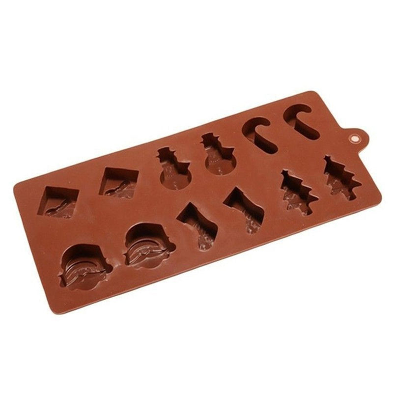 DIY Crafts Chocolate Santa head Stocking Silicone Mould Cake Snowman Tree