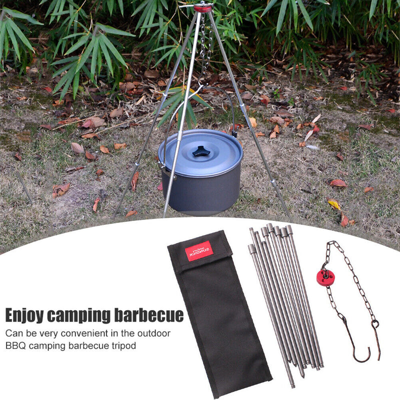 Picnic Cooking Pot Rack Hook Holder Outdoor Camping Stove Campfire Tripod Newly