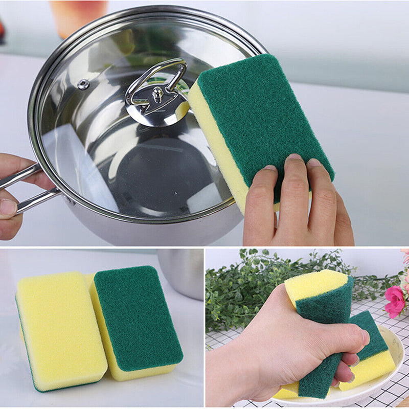 2pcs Dishwashing Sponge Scoring Pad Household Kitchen Cleaning Brush Sponges