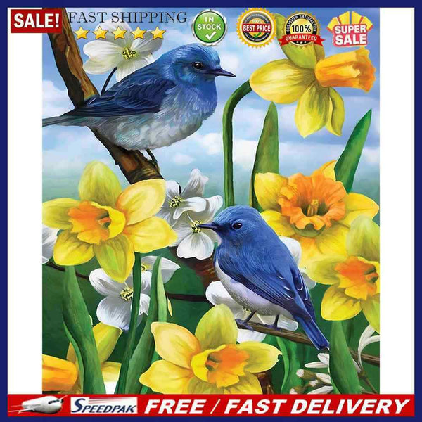 Bird and Flower Oil Paint By Numbers DIY Handpainted on Canvas Wall Art Pic