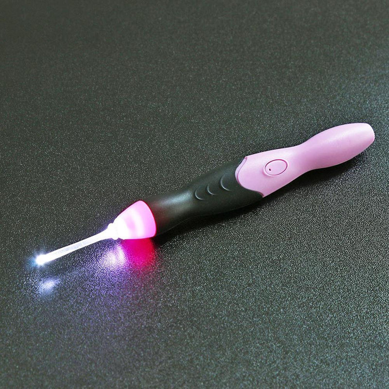 9 in 1 USB Light Up Crochet Hooks Knitting Needles LED Sewing Kit (Rose Red