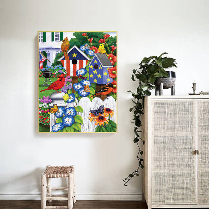 Flower Bird Oil Paint By Numbers DIY Canvas Wall Art Picture Craft Home Decor