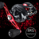Metal Spool Baitcasting Reel 8kg Max Drag 6.3/1 Saltwater Wheel (Red Left) Newly