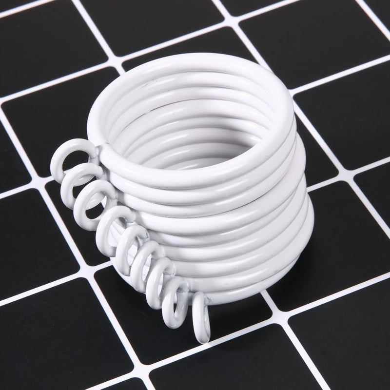 10pcs Metal Ring Window Shower Curtain Rings Hanging Clamp Hoop (White)