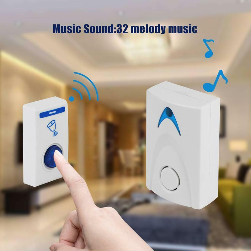 LED Wireless Chime Door Bell Doorbell Wireless Remote Control 32 Tune Songs