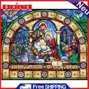 5D DIY Full Drill Round Shape Nativity Rhinestone Diamond Drawing for Home