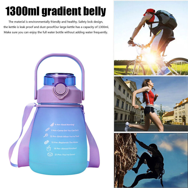 Gradient Water Bottle Portable Sports Leakproof Marker Water Kettle (D) Newly