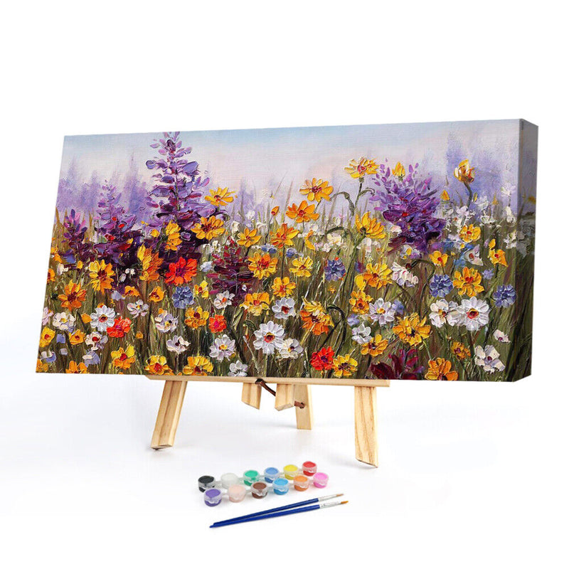 Canvas Painted Oil Paint By Numbers Flowers DIY Wall Art Modern Bedroom Decor
