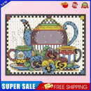 Tea Set Partial Cross Stitch 14CT Cotton Thread Printed Embroidery Kits