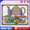 Tea Set Partial Cross Stitch 14CT Cotton Thread Printed Embroidery Kits