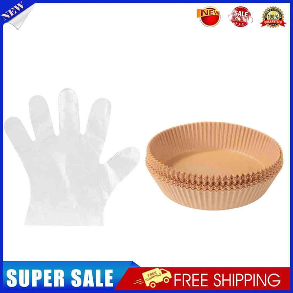 100pcs Air Fryer Liner Mat Paper Baking Mats + Transparent Disposable Glove