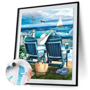 40x50cm Beach Lounge Chair Frameless Oil Paint By Numbers DIY Painting Craft Kit