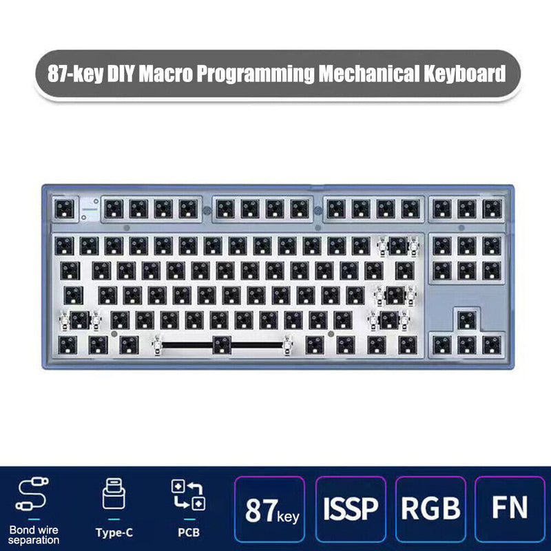 RGB Mechanical Keyboard for Flesports MK870 Smooth Kit (Transparent Blue)