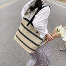 Summer Straw Shoulder Bags Women Striped Woven Beach Shopper Handbag (2)