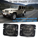 1Pair For Jeep Wrangler JK 2007-2017 LED Turn Signal Side Light Smoked Lens