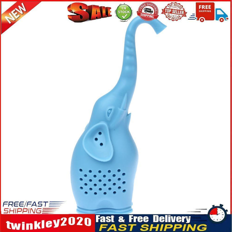 Silicone Elephant Shape Mug Cup Loose Leaf Herb Filter Tea Infuser (Blue) Newly